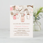 Vintage Pink Mason Jars Bridal Shower Invitation (Standing Front)