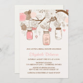 Vintage Pink Mason Jars Bridal Shower Invitation (Front/Back)