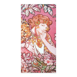 Vintage Pink Mucha Art Card