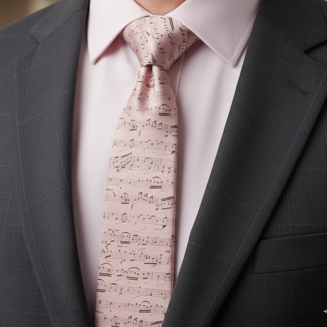 Vintage Pink Musical Notes Music Lover Neck Tie (Creator Uploaded)