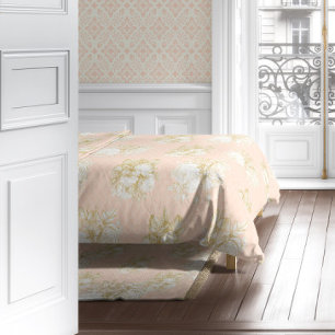 Vintage Pink n White Victorian Flower Bouquet Girl Duvet Cover