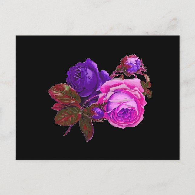 Vintage Pink Neon Roses - Gifts Postcard (Front)