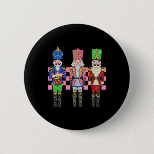 Vintage Pink Nutcracker Squad Llet Women Pink Chri Button