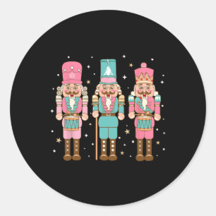 Vintage Pink Nutcracker Squad Pink Christmas Women Classic Round Sticker