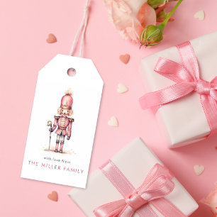 Vintage Pink Nutcracker Watercolor Minimalistic Gift Tags