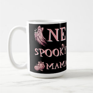 Vintage Pink One Spooky Mama Coquette Coffee Ghost Mug