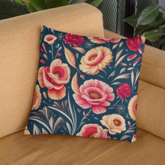 Vintage Pink, Orange, and Red Flower Pattern 