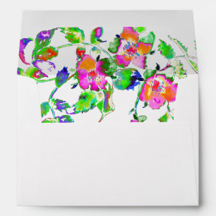 Vintage Pink orange watercolor Roses Envelope