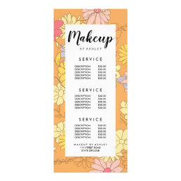 Vintage pink orange yellow rustic floral pattern rack card