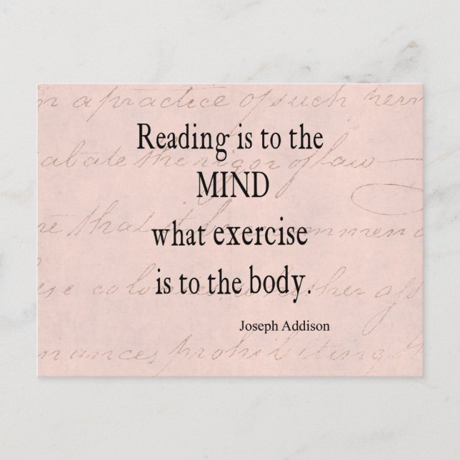 Vintage Pink Parchment Paper Writing Addison Quote Postcard (Front)
