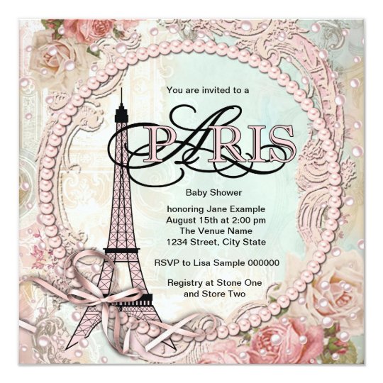 Vintage Pink Paris Baby Shower Invitations | Zazzle.com