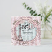 Vintage Pink Paris Birthday Party Invitations (Standing Front)