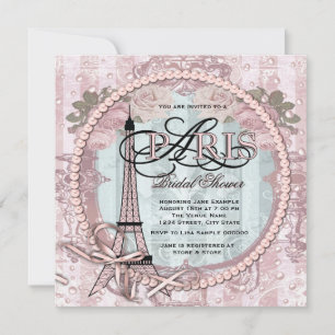 Vintage Pink Paris Bridal Shower Invitation