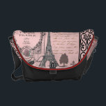 Vintage Pink Paris Collage bag<br><div class="desc">pink, vintage, paris, france, gothic, eiffel, "eiffel tower", adore, french, goth, black, "shabby chic", rose, "red rose", red, coral, romantic, hearts, ribbons, lips, swirls, "fleur de lis", fleur, stamp, postmark, handwriting, flowery, girly, flower, heart, retro, deco, illustrations black, parchment, collage, artistic, girl, love, lover, posh, fancy, old, shabbychic, lavish, luxury,...</div>