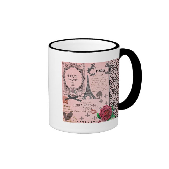 Vintage Pink Paris Collage Coffee Mug
