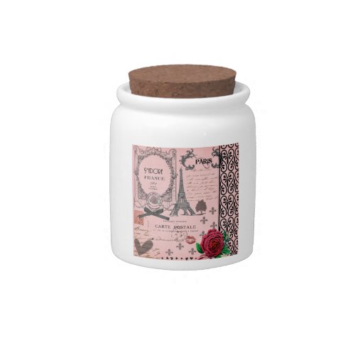 Vintage Pink Paris Collage jar