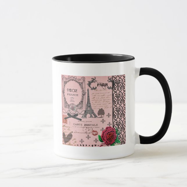 Vintage Pink Paris Collage Mug (Right)