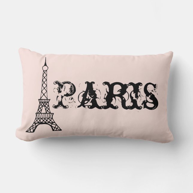 Vintage Pink Paris Eiffel Tower Pillow (Front)