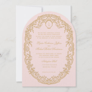 Vintage Pink Paris Monogram Invitation