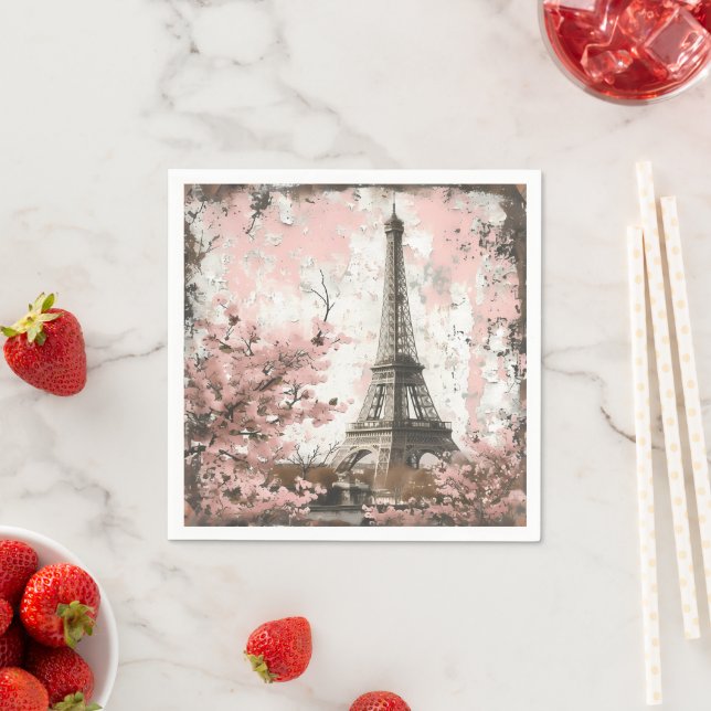 Vintage Pink Paris Pattern Napkins (Insitu)