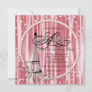 Vintage Pink Paris Sweet 16 Birthday Party Invitation
