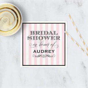 Vintage Pink Parisian Stripes Bridal Shower Napkins