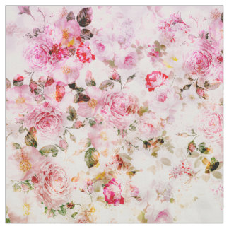 Vintage pink pastel watercolor floral pattern fabric
