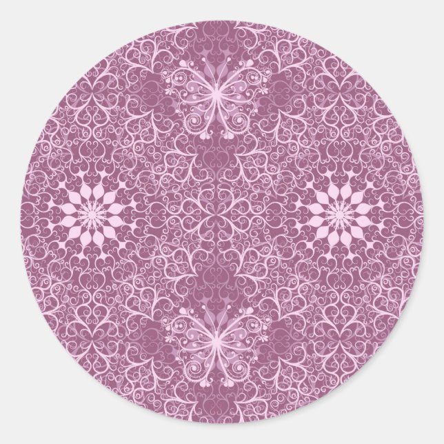 Vintage Pink Pattern Classic Round Sticker (Front)