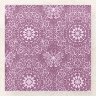 Vintage Pink Pattern Glass Coaster