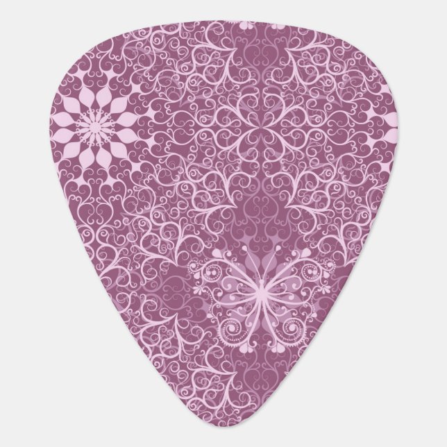 Vintage Pink Pattern Guitar Pick (Front)