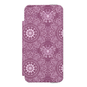 Vintage Pink Pattern Wallet Case For iPhone SE/5/5s