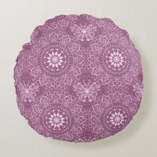 Vintage Pink Pattern Round Pillow