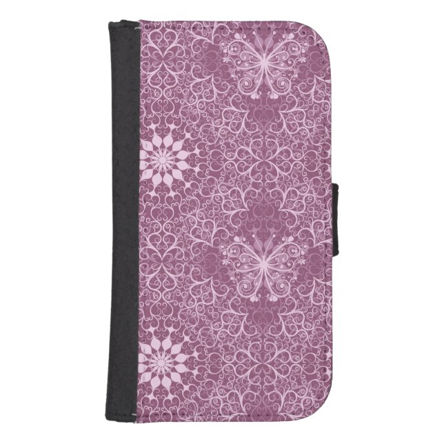 Vintage Pink Pattern Samsung Galaxy Wallet Case (Front)
