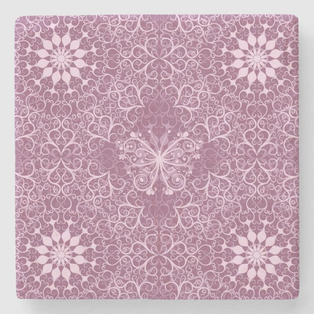 Vintage Pink Pattern Stone Coaster (Front)
