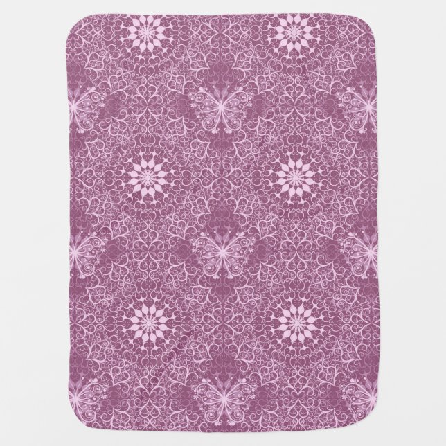 Vintage Pink Pattern Stroller Blanket (Front)