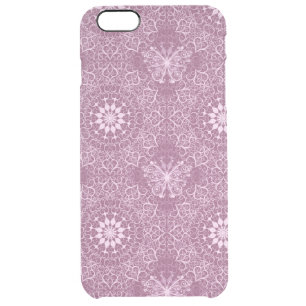 Vintage Pink Pattern Clear iPhone 6 Plus Case
