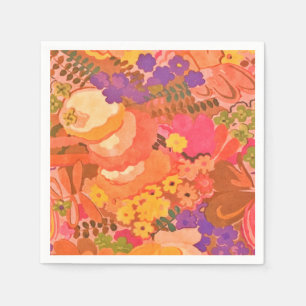 Vintage Pink Peach Flowers Botanical Watercolor Napkins