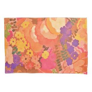 Vintage Pink Peach Flowers Botanical Watercolor Pillow Case