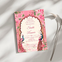Vintage pink peacocks Indian wedding
