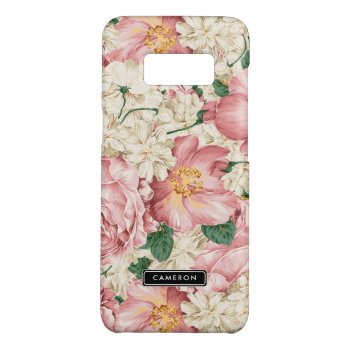 Vintage Pink Peonies And Ivory Hydrangeas Custom Case-mate Samsung Galaxy S8 Case by KeikoPrints at Zazzle