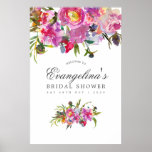 Vintage Pink Peonies Bridal Shower Welcome Poster at Zazzle
