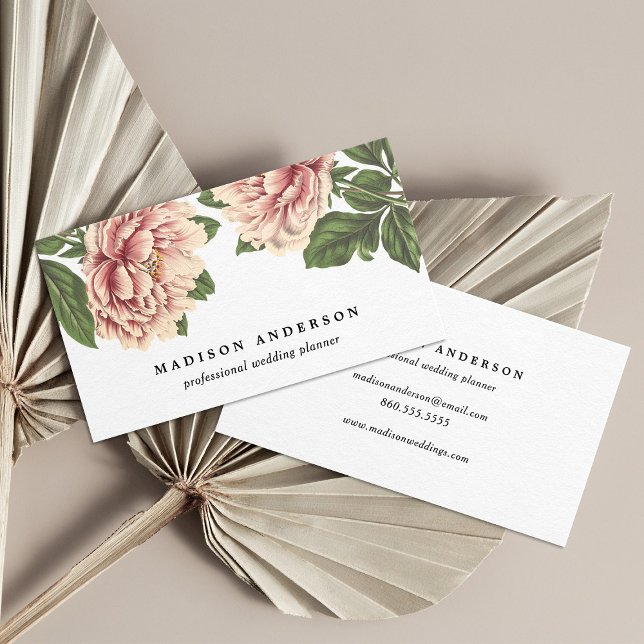 Vintage Pink Peonies  Business Card (Creator Uploaded)