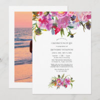 Vintage Pink Peonies Floral Celebration of Life