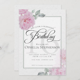 Vintage Pink Peonies Sweet Sixteen Birthday Invitation