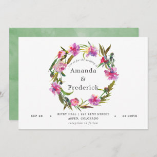 Vintage Pink Peonies Watercolor Wedding Invitation