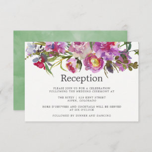 Vintage Pink Peonies Watercolor Wedding Reception Invitation