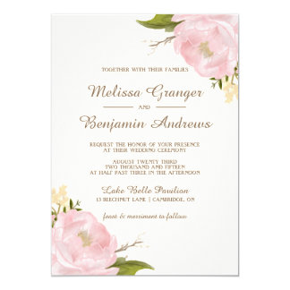 Peony Wedding Invitations Announcements Zazzle Vintage Pink Peonies Wedding Invitation