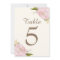 Vintage Pink Peonies Wedding Table Numbers Card