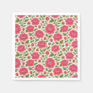 Vintage Pink Peony Floral Cottagecore Garden Party Napkins