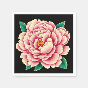 Vintage Pink Peony Flower Napkins